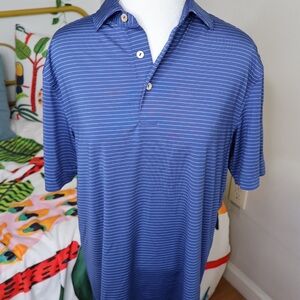 Peter Millar Navy Striped Polo Shirt